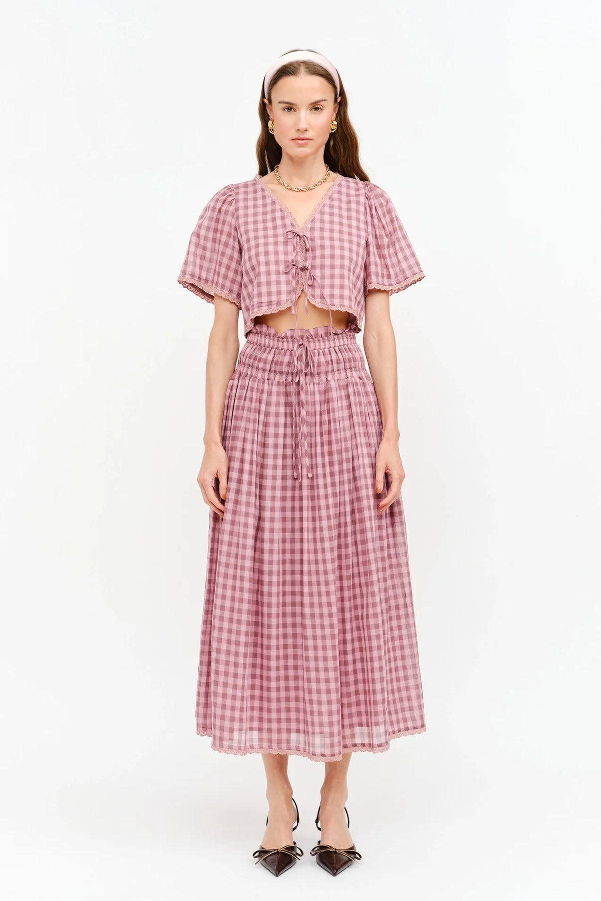 Amelie Skirt - Mauve Gingham