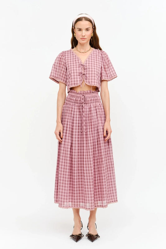 Amelie Skirt - Mauve Gingham