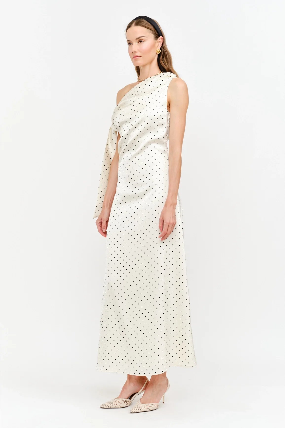 Remie Maxi Dress - Cream Polka Dot