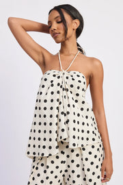 Polka Dot Halter Top - Ivory
