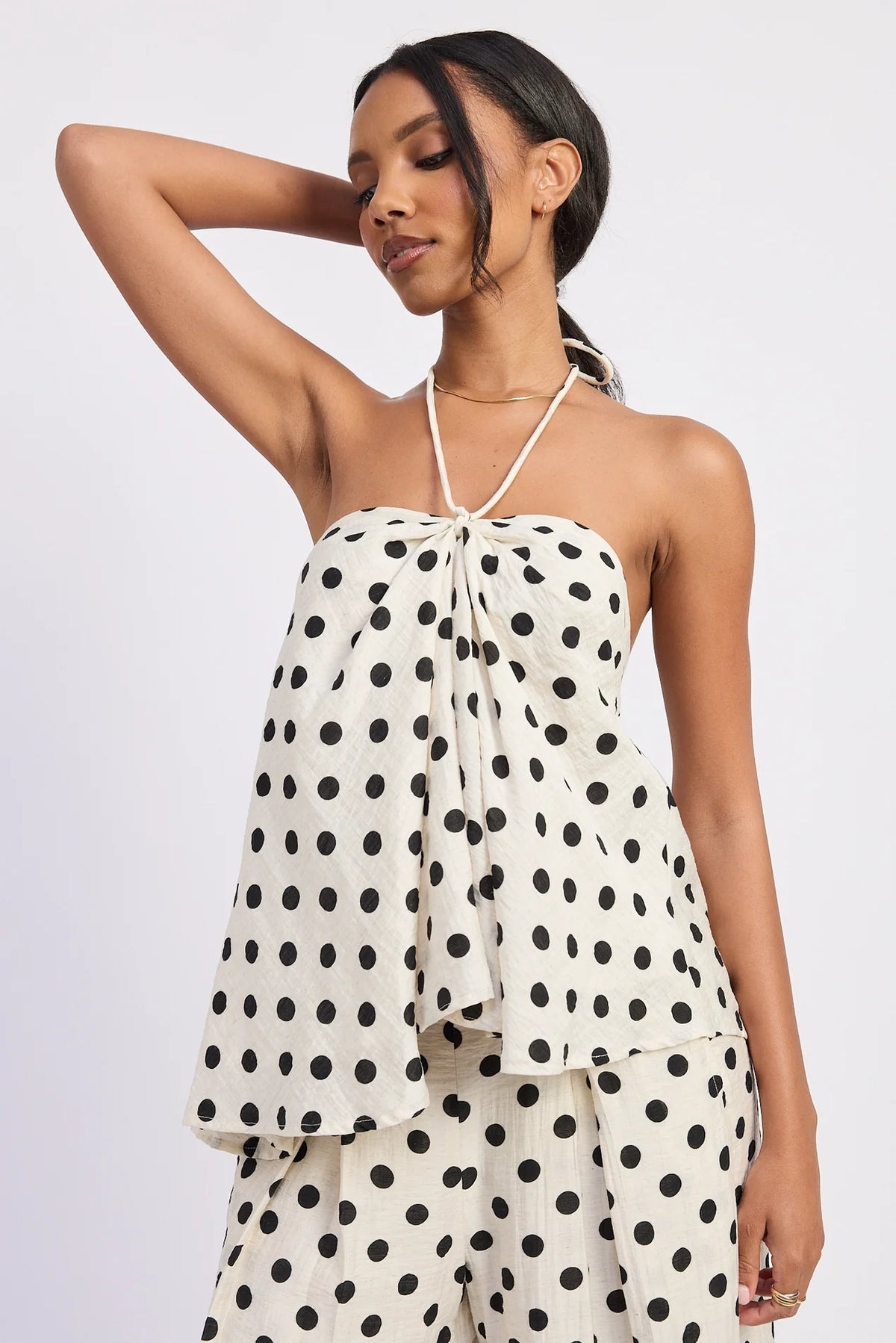 Polka Dot Halter Top - Ivory