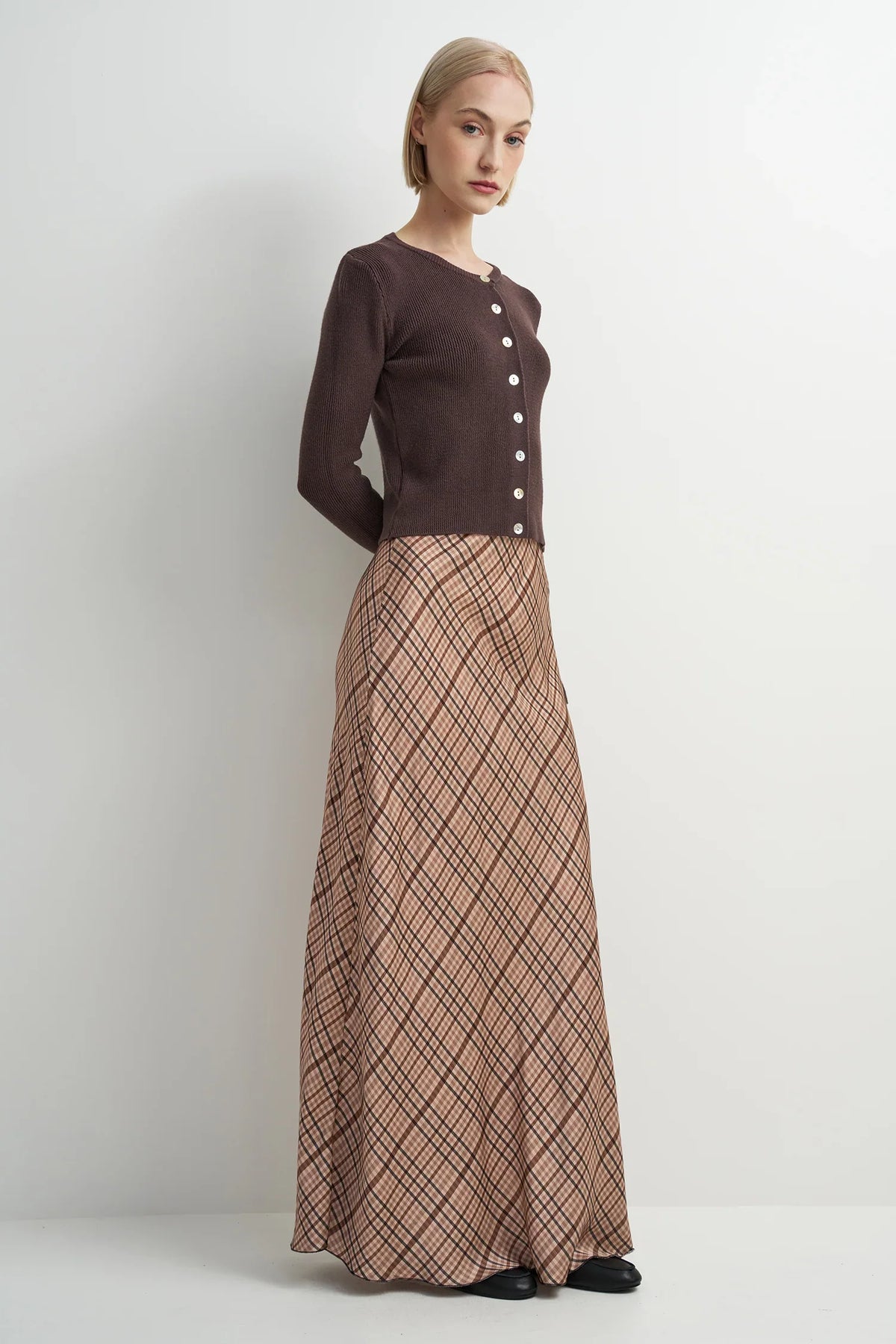 Meadow Skirt - Beige Plaid
