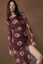 Floral Mesh Maxi Dress - Mulberry