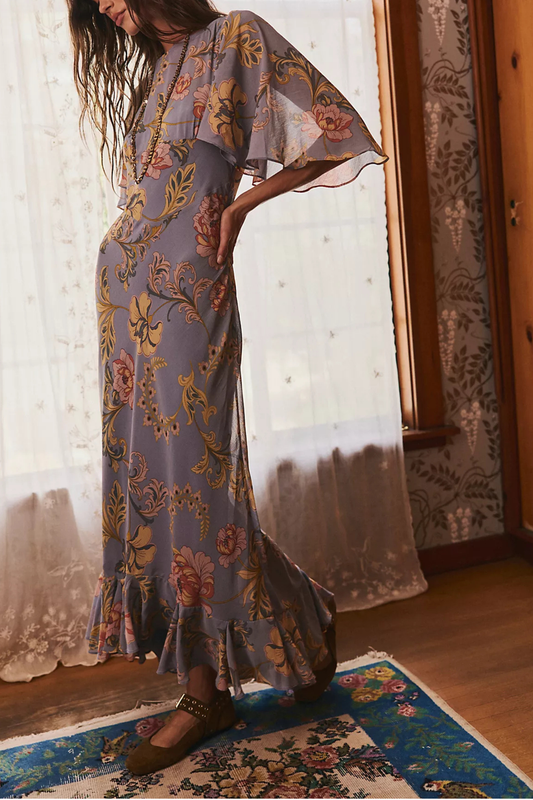 Free People - Swan Song Printed Midi Dress - Tradewinds Combo