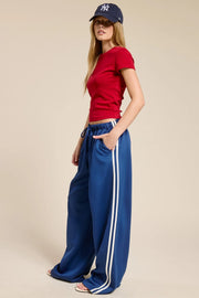 Wide Leg Track Pants - Blue
