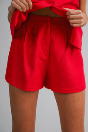 Linen Vest Set - Red