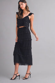 Amelia Chiffon Skirt Set - Black