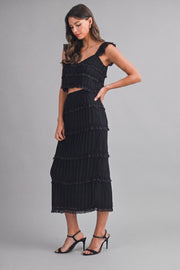 Amelia Chiffon Skirt Set - Black
