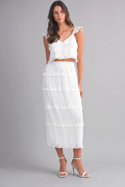 Amelia Chiffon Skirt Set - Off White