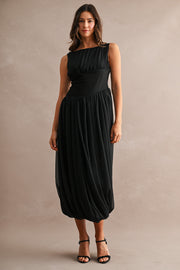 Bubble Hem Draped Midi Dress