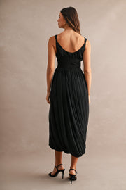 Bubble Hem Draped Midi Dress