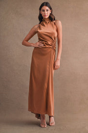 Camille Satin Maxi Dress - Mocha