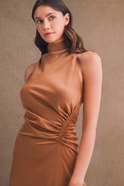 Camille Satin Maxi Dress - Mocha