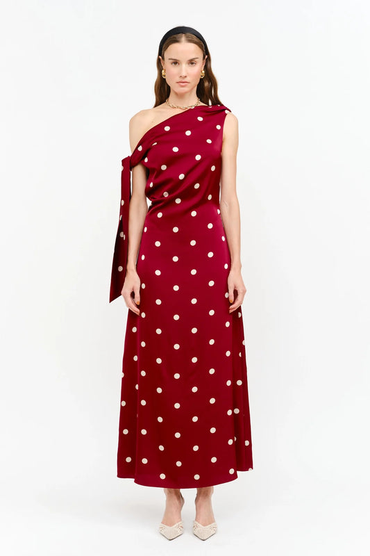 Remie Maxi Dress - Wine Polka Dot