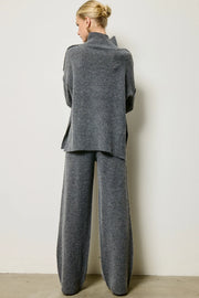 Mock Neck Knit Sweater Set - Charcoal