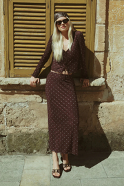 Z Supply Eda Polka Dot Mesh Midi Skirt - Dark Chocolate