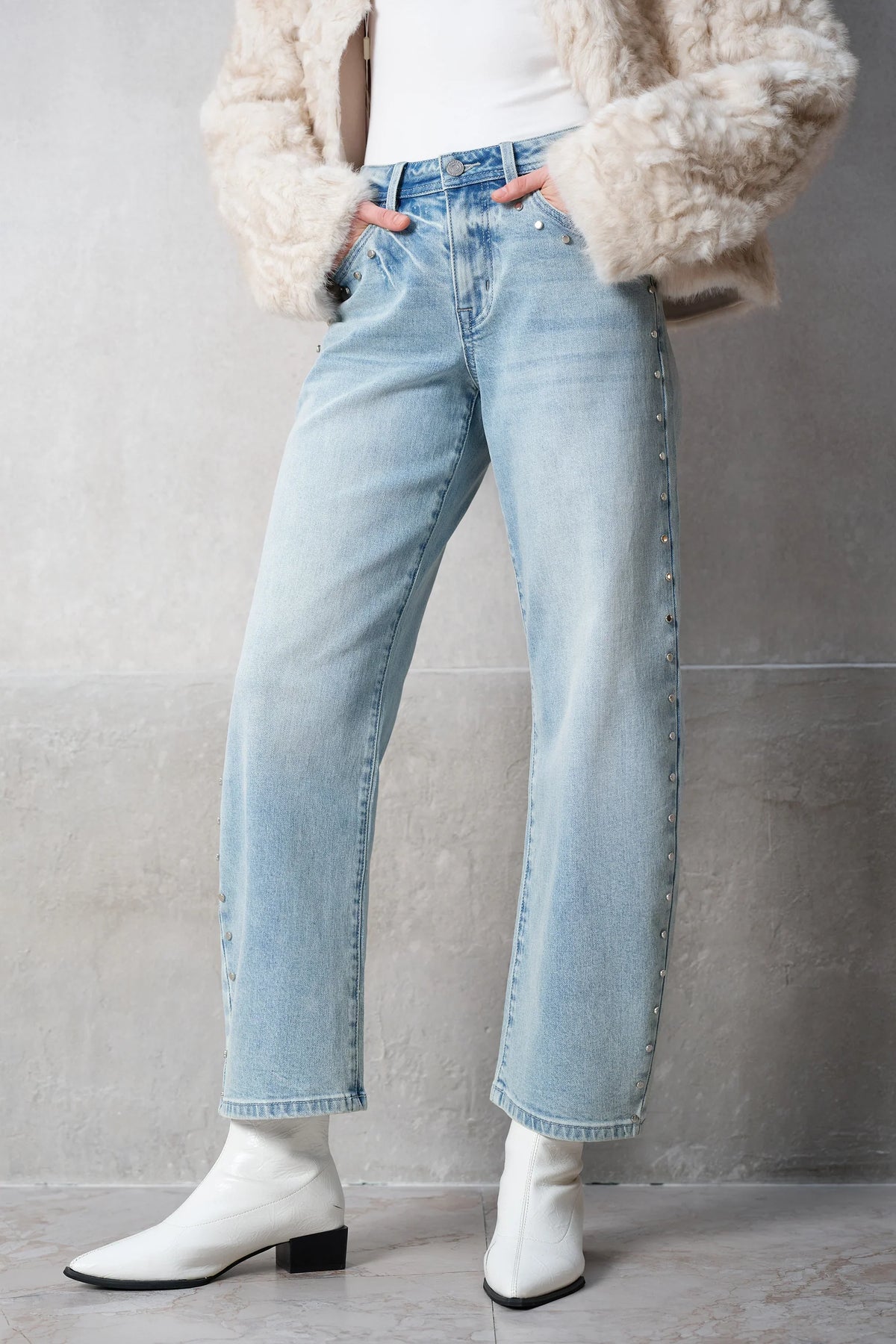 Tokyo Mid Rise Studded Jeans - Luminara