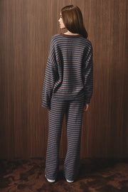 Multi Stripe Sweater Set - Blue Brown