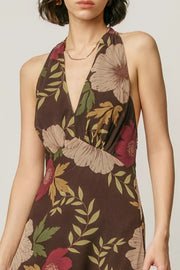 Floral Halter Neck Maxi Dress