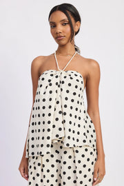 Polka Dot Halter Top - Ivory