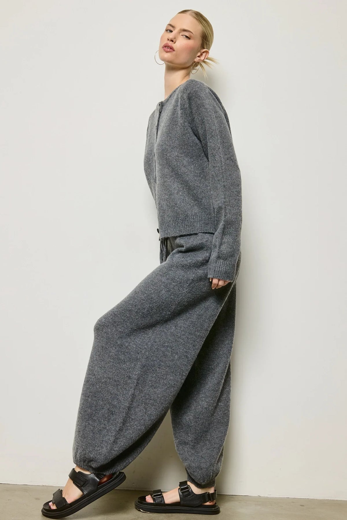 Knit Cardigan Matching Set - Shadow