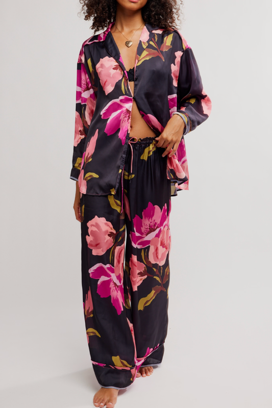 Free People Dreamy Days Pajama Set - Blackend