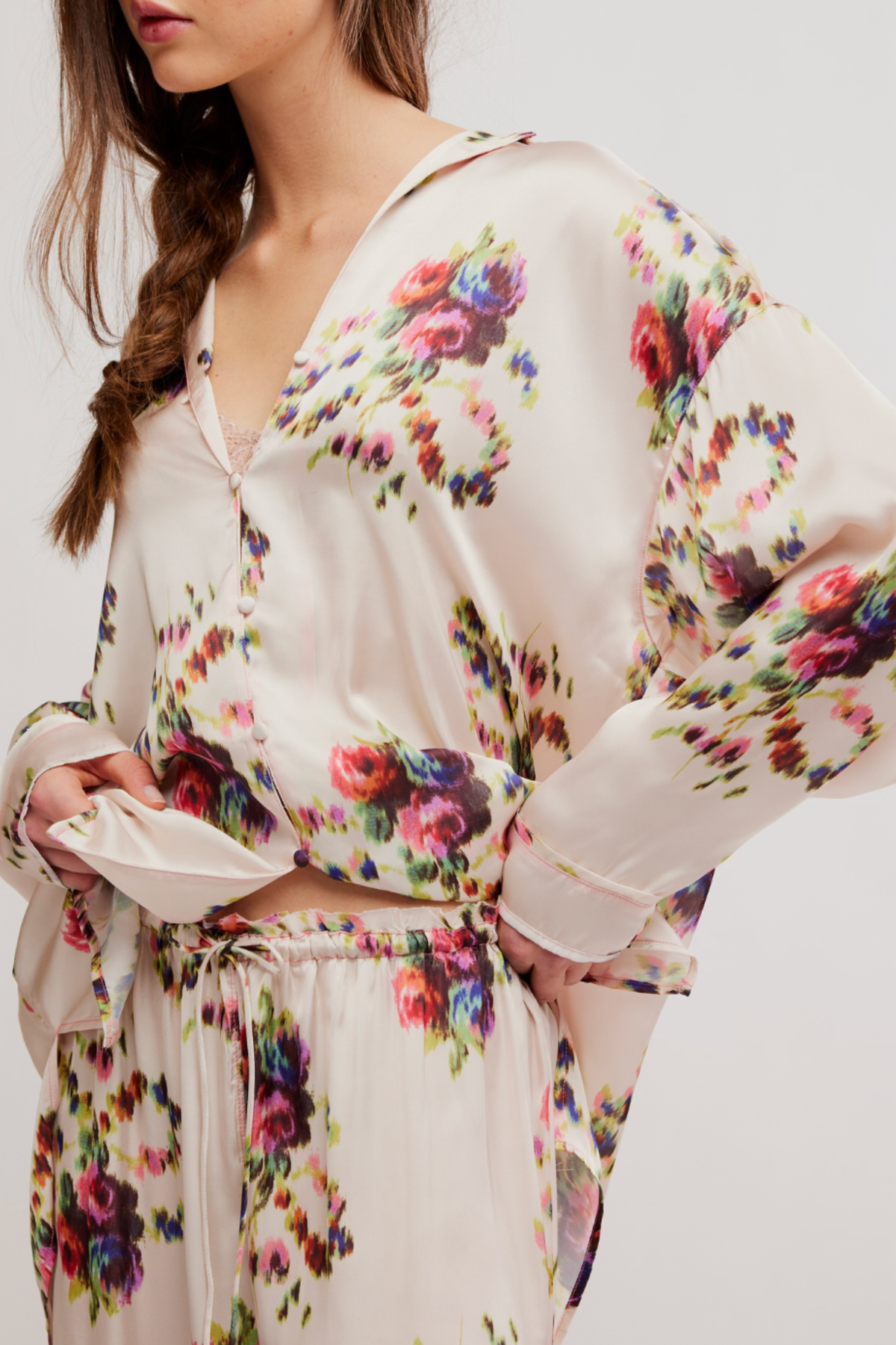 Free People Dreamy Days Pajama Set - Antique Ivory Floral