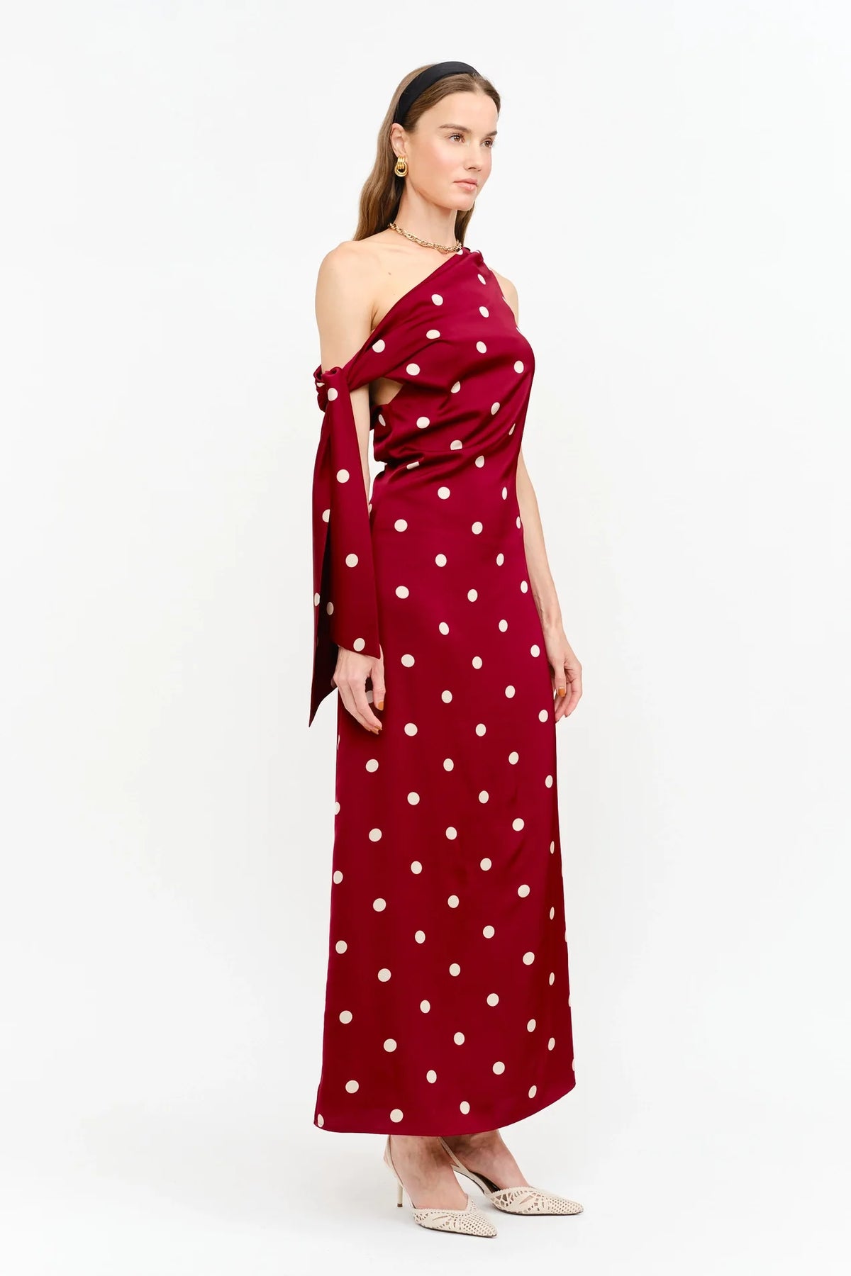 Remie Maxi Dress - Wine Polka Dot
