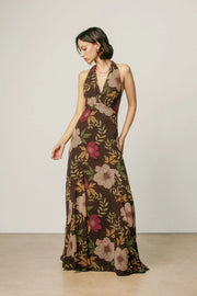Floral Halter Neck Maxi Dress
