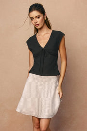 Satin Polka Dot Mini Skirt - Ivory
