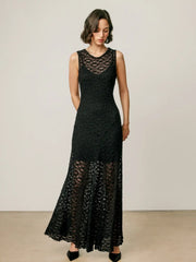 Sophia Lace Maxi Dress - Black