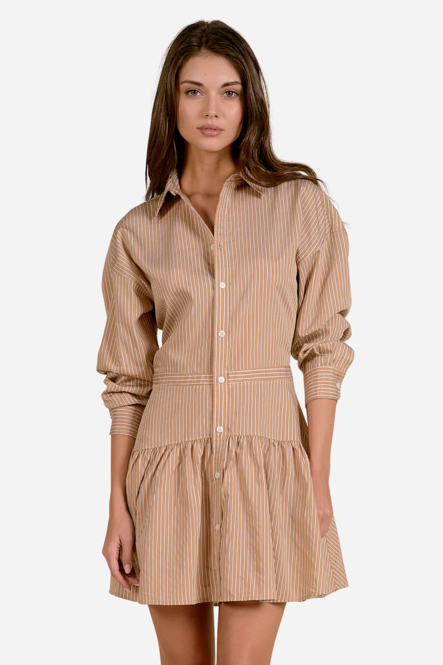 Sophia Mini Dress - Tan Stripe