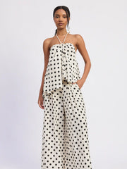 Wide Leg Polka Dot Pants - Ivory