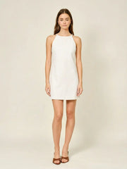 Halter Neck Mini Dress - Cream