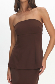 Strapless Peplum Maxi Dress - Chocolate