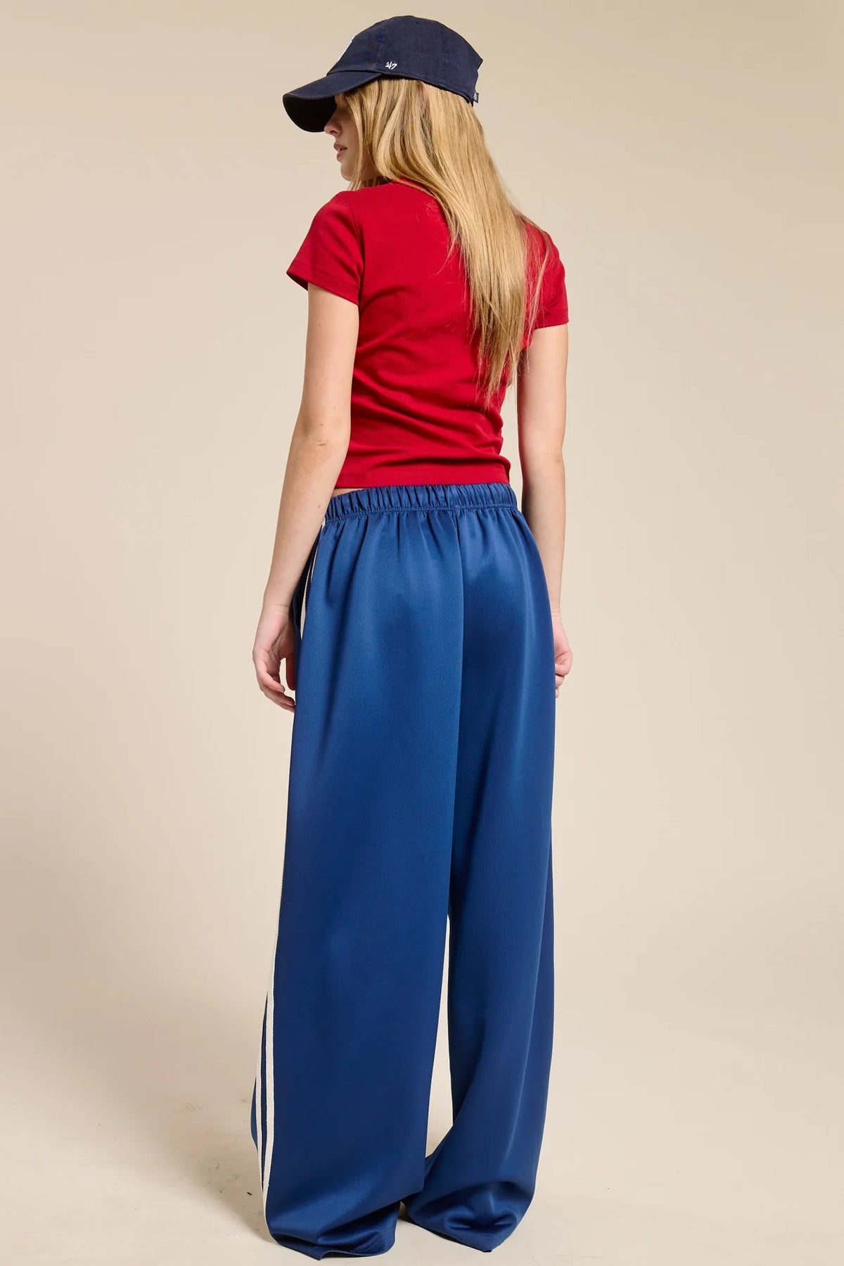 Wide Leg Track Pants - Blue