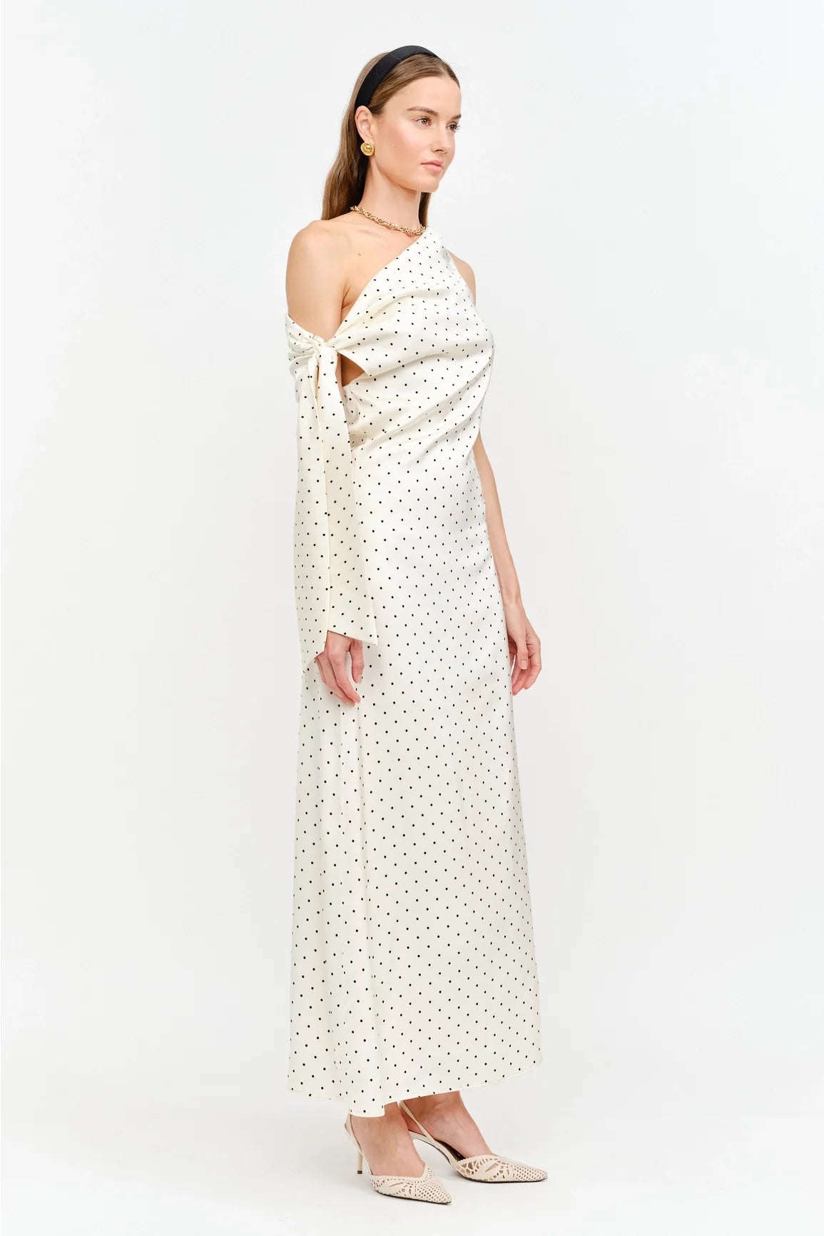 Remie Maxi Dress - Cream Polka Dot