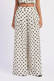 Wide Leg Polka Dot Pants - Ivory