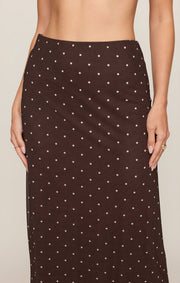Z Supply Eda Polka Dot Mesh Midi Skirt - Dark Chocolate