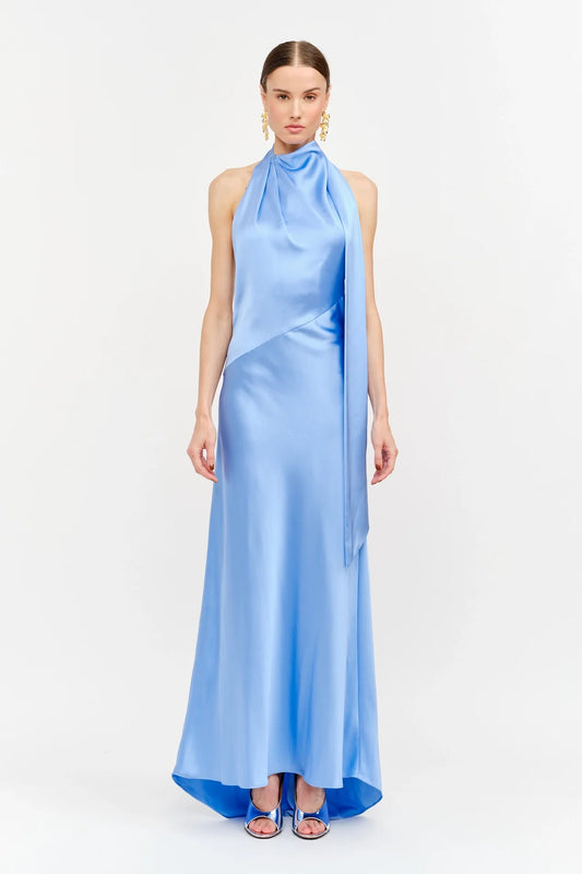 Posy Satin Halter Neck Dress