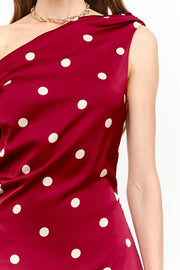 Remie Maxi Dress - Wine Polka Dot