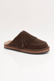 Free People - Fallon Fringe Mules - Chocolate Suede