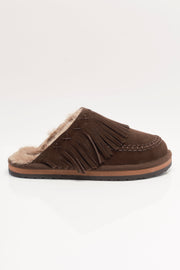 Free People - Fallon Fringe Mules - Chocolate Suede