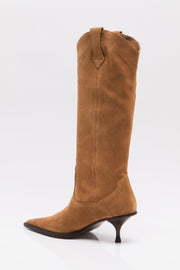 Free People - Daisy Slouch Kitten Heel Boots - Tan Suede