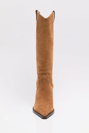 Free People - Daisy Slouch Kitten Heel Boots - Tan Suede