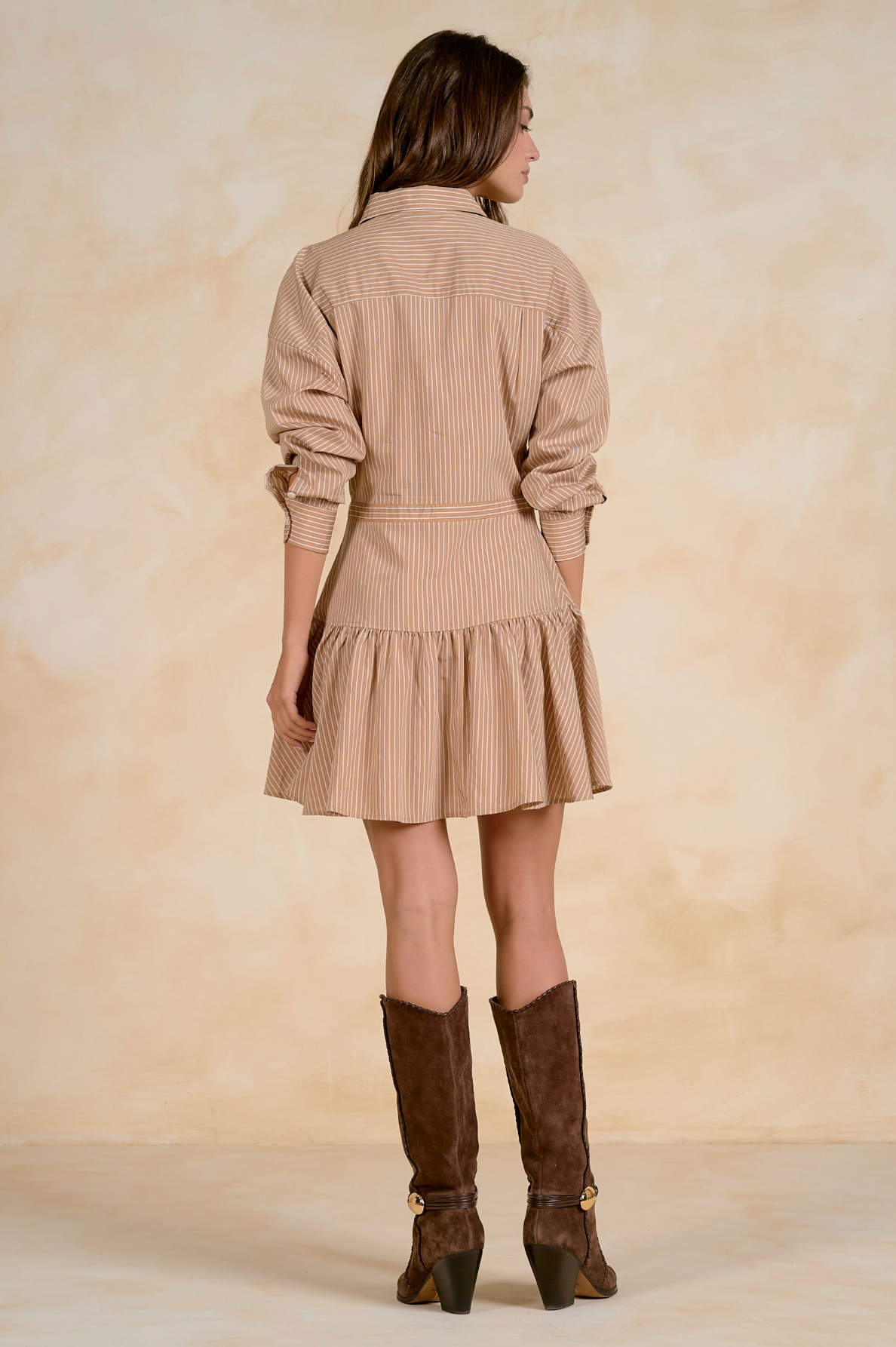Sophia Mini Dress - Tan Stripe