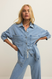 Z Supply All Day Knit Denim Jacket - Ocean Air Indigo