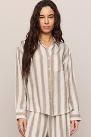 Z Supply The Perfect Striped Button Up - Light Toffee