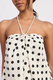 Polka Dot Halter Top - Ivory