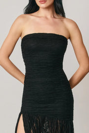 Ruched Strapless Maxi Dress - Black